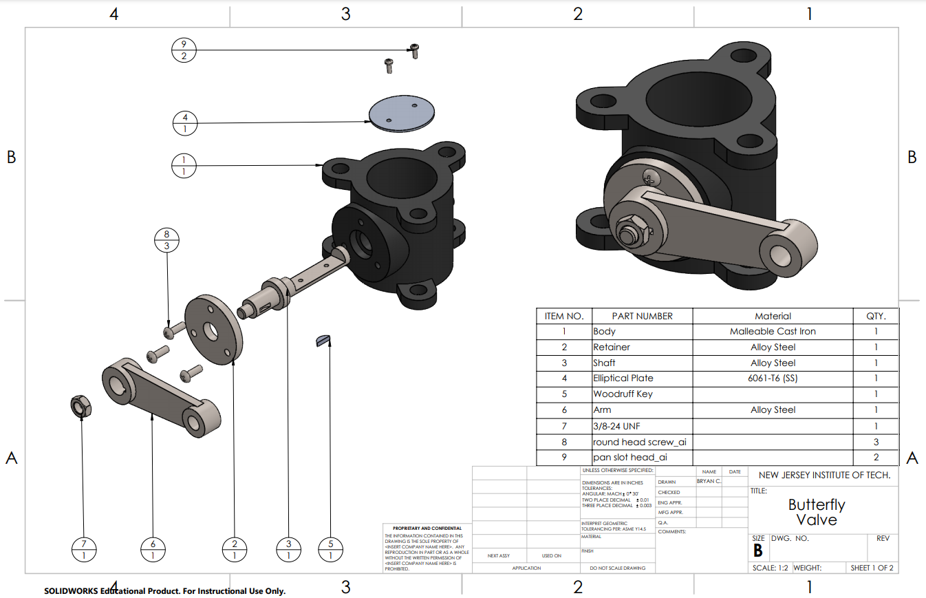 Butterfly valve drawing