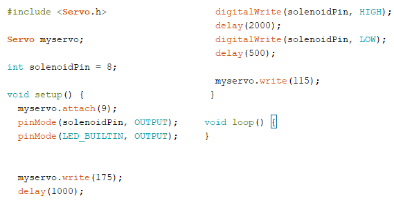 Screenshot of the arduino code for the drone.