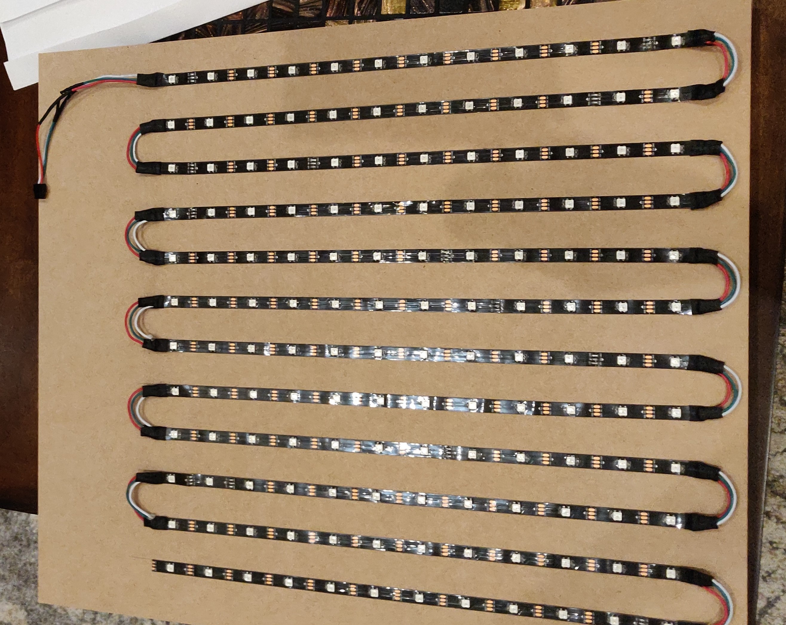 Picture of board with installed led strips