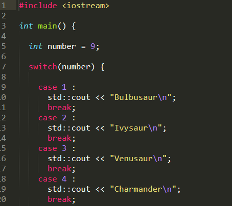 Screenshot of C++ code