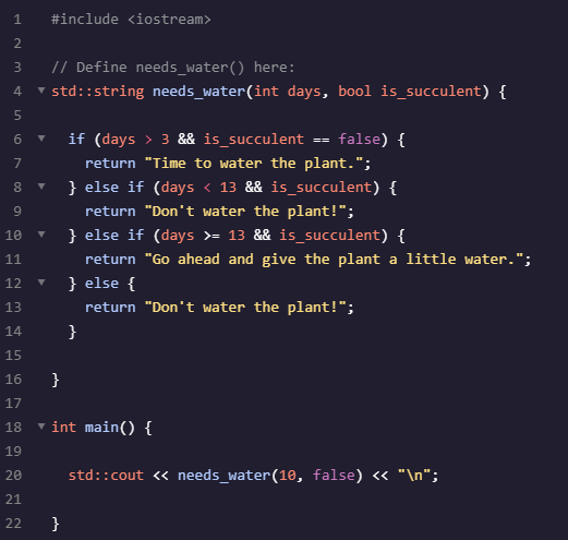 Screenshot of code from Codecademy