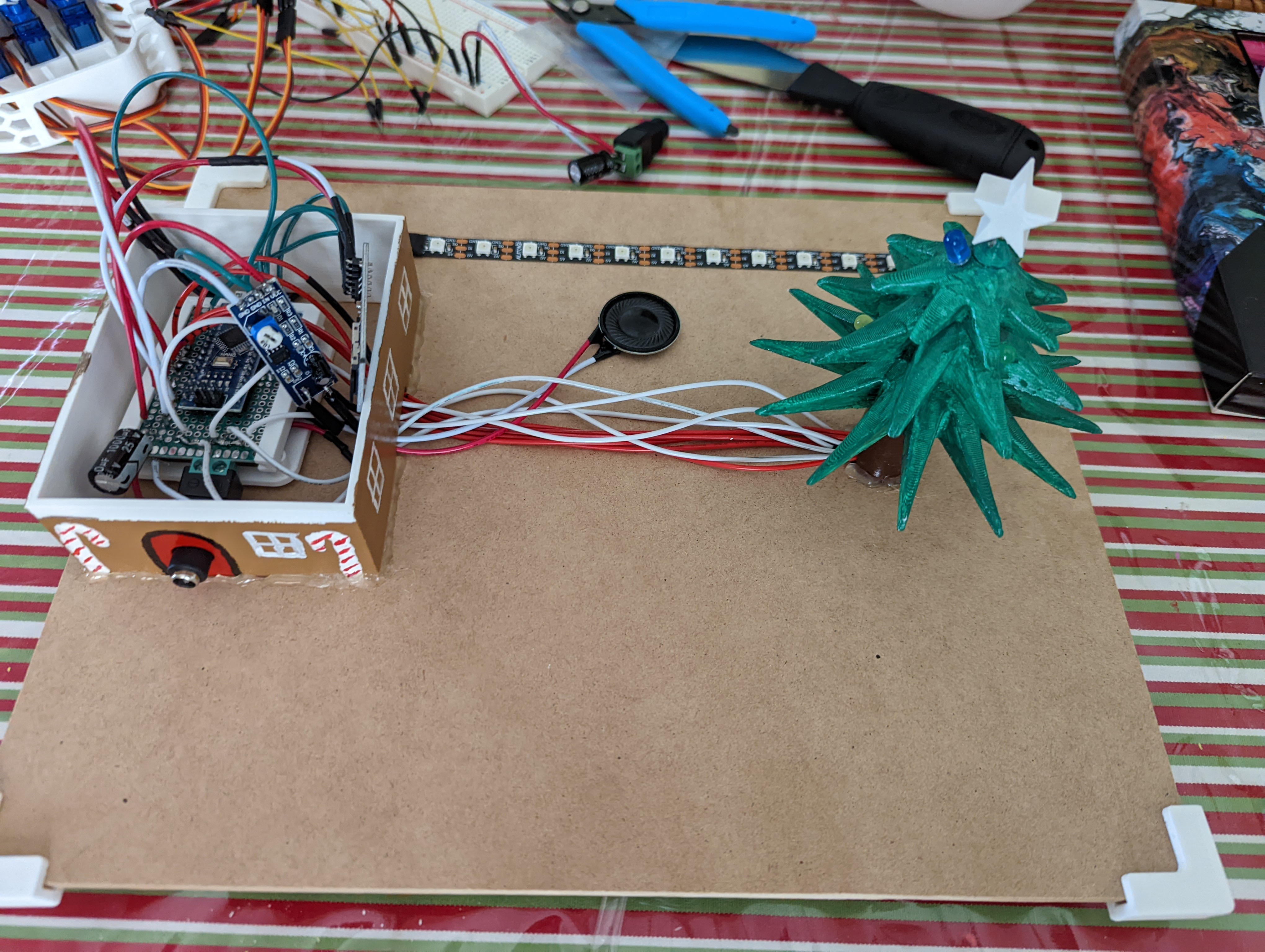 Picture of a MDF board with some wiring